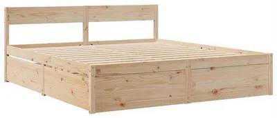 Obrázek produktu pro Postel s rámem z masivního smrkového dřeva – dvoulůžko 200x200 cm – postel s úložným prostorem