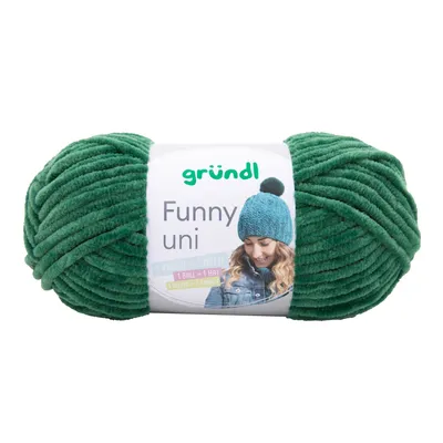 Zdjęcie produktu dla Gründl przędza szenilowa Funny uni, 100g/120m, wełna dziecięca, 100% poliester, szydełkowa i dziewiarska przędza 27 ciemnozielona