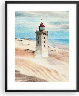 Produktbild von Gerahmtes Poster - Schwarzer Rahmen - Laterne Meer Bild - 40x50 cm - Wand Bild - Wanddeko - Wandbilder - Kunstposter - Wandposter - Bilderrahmen - Bilder - Kunstdruck - P2BPA40x50-4764