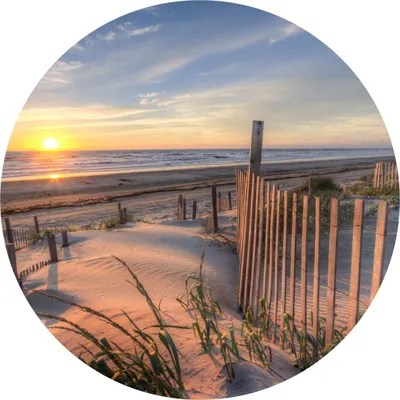 Produktbild von Sticker rund STRAND Meer Sonnenuntergang Dünen Pflanzen Himmel Landschaft 3D Aufkleber Wandtattoo Wohnzimmer Büro 100 cm x 100 cm