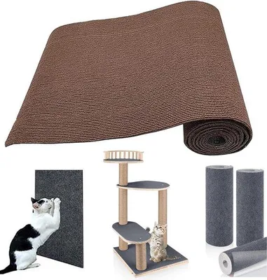 Produktbild von Klettendes Katzenmat für Katzenbaum, Platte, Treppe, Bank, Möbel, Wand, Selbstklebend, 198,7 x 40,8 cm, braun