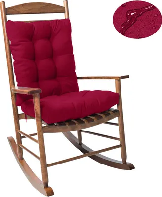 Image de (43×53 cm, bordeaux) Coussin de chaise imperméable Set de 2 coussins de dossier Coussin de chaise à bascule Coussin d'assise avec rubans Coussin de chaise pour jardin extérieur terrasse