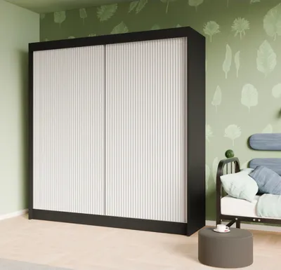 Produktbild von Schwebetürenschrank, 2-türig Kleiderschrank, Moderne Garderobe, Schrank in Größe: 200 x 215 x 61 cm
