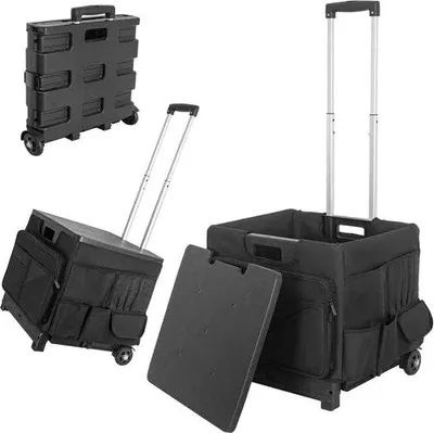 Produktbild von Famanu Faltbarer Einkaufstrolley mit Deckel - Tragbar, 4-Rad, Metallgriff