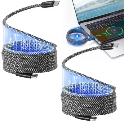 Produktbild von 2er-Set USB-C Ladekabel 100W, 1m: Magnetische Aufrollfunktion, schnell & knotenfrei – zuverlässig für Samsung, Xiaomi, iPad, iPhone, Notebooks uvm.