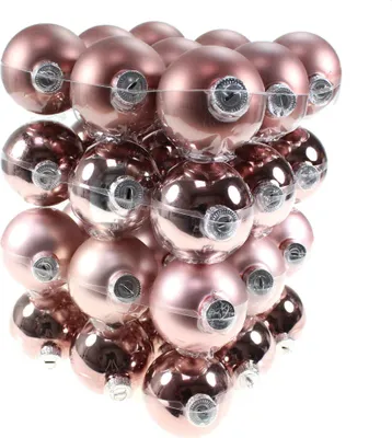 Produktbild von 36 Christbaumkugeln Glas Weihnachtskugel Kugel 57mm 5,7cm Baumschmuck Weihnachten, Farbe:Smokey Rose