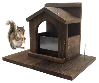 Immagine prodotto di Omgoods - Mangime per scoiattoli in legno, ad alta capacità, per scoiattoli selvatici