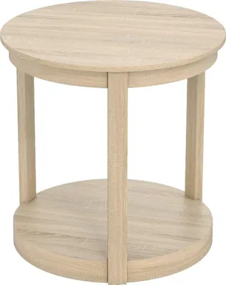 Produktbild von Runder Couchtisch mit 2 Ebenen, Beine aus Gummibaumholz