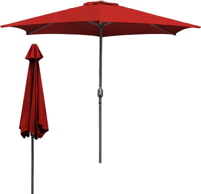 Produktbild von Sonnenschirm Ø3.5m Gartenschirm Terrassenschirm Ampelschirm Marktschirm Strandschirm - Rot