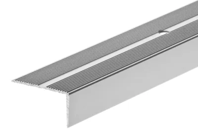 Zdjęcie produktu dla Profil schodowy aluminiowy szeroki z ryflem 42x22mm Cezar Srebrny Mat 1m