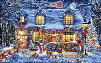 Produktbild von Letistitch Kreuzstich Set "Hüttenlicht", Zählmuster, 48x30cm