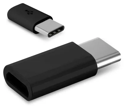 Produktbild von 2x USB Adapter Typ C Stecker Handy Tablet Buchse Micro USB auf USB C 3.1 Schwarz