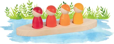 Produktbild von Goki -Holzspielfiguren in einem Boot, 5dlg.