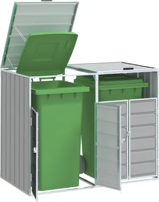 Produktbild von Möbel Mülltonnenbox für 2 Tonnen Grau 144x81x113 cm Stahl4006176
