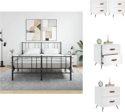 Produktbild von vidaXL Nachttische 2 Stk. Weiß 40x35x47,5 cm Holzwerkstoff -  Nachttische