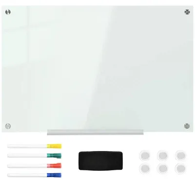 Obrázok produktu pre Magnetická tabuľa Glas-Whiteboard – vrátane fixiek | Farba: biela | Rozmery: 90 x 4 x 60 cm