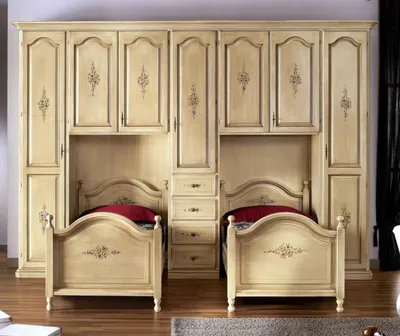 Produktbild von Klassischer Kleiderschrank mit Betten Hotel Einrichtung Bett Schrank Set Möbel