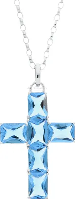 Produktbild von Kreuz Anhänger Silber 925 Zirkonia blau JL10-02-1987 JuwelmaLux