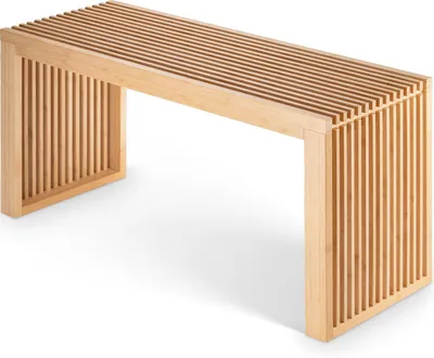 Produktbild von Sitzbank aus Bambus – stabile Holzbank ohne Lehne für Flur, Bad, Küche, Esszimmer oder Schlafzimmer – kleine Sitzbank Holz 90x33x43 cm – bis 250 kg