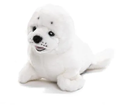 Produktbild von Uni-Toys - Seehund weiß - 31 cm (Länge) - Plüsch-Robbe - Plüschtier, Kuscheltier – 31 cm (weiß)