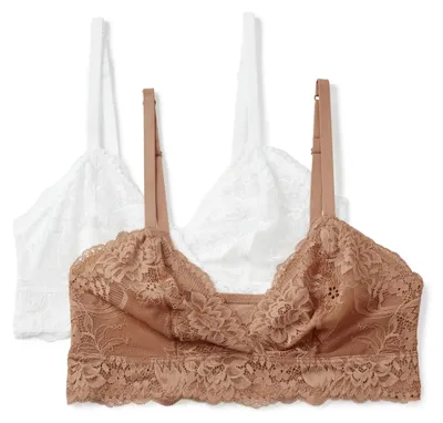 Produktbild von A. Essentials Damen Stretch-Triangel-Bralette mit Galonspitze, 2er-Pack, Gewasch
