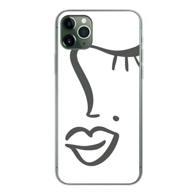 Produktbild von MuchoWow® Handyhülle Schutzhülle Hülle für iPhone 11 Pro Max Frau - Schwarz - Weiß - Abstrakt Silikon Softcase Handy Hülle - Schutz