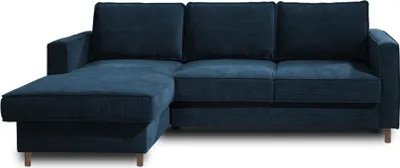 Image de Lisa Design Jake - canapé d'angle gauche - convertible avec coffre - 4 places - en velours côtelé , Bleu Ardoise