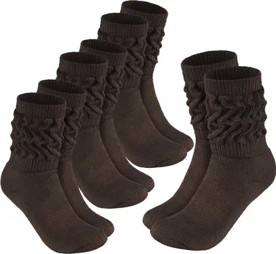 Image de Chaussettes BRUBAKER Slouch - Chaussettes de sport pour femmes, marron foncé, taille 35-38, 4 paires