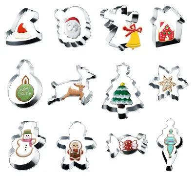 12er Set Weihnachtsplätzchen-Ausstecher aus Edelstahl