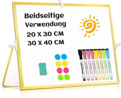 Productafbeelding van Dubbelzijdig Magnetisch Whiteboard voor Desktop - Klein, Afwasbaar Schrijfbord 20 x 30 cm