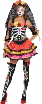 Produktbild von Amscan Halloween Senorita Tag der Toten Erwachsene Kostüm L Fasching Karneval