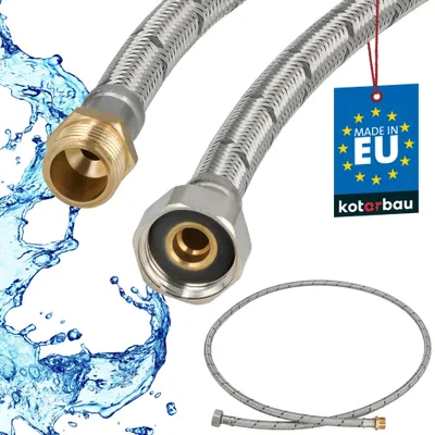 Produktbild von KOTARBAU® Flexschlauch Wasserschlauch 150cm Panzerschlauch 1/2"x3/8" Außengewinde x Innengewinde Anschlussschlauch für Armatur Schlauch Für Wasserhahn