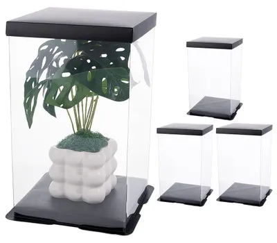4er-Set faltbare transparente Geschenkboxen, 19,7 x 19,7 x 29 cm