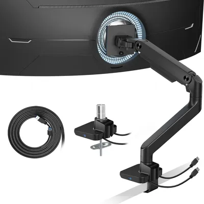 Obrázok produktu pre Držiak na monitor pre obrazovky s uhlopriečkou 17 až 49 palcov, monitorový rameno s plynovou pružinou, nastaviteľný monitorový stojan, maximálna nosnosť 20 kg, štandard VESA 75/100, s USB portom typu A