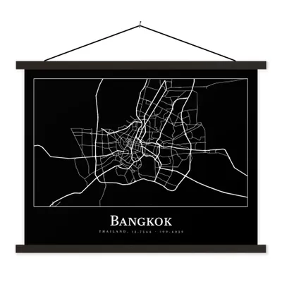 Produktbild von MuchoWow® Textilposter Bangkok - Karte - Stadtplan 150x113 cm mit schwarzem Rahmen - Wohnzimmer