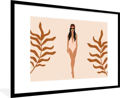 Produktbild von MuchoWow® Gerahmtes Poster Sommer - Badeanzug - Pastell 90x60 cm - Poster mit Schwarzem Bilderrahmen Wandposter Rahmen Foto Bilder - Wanddekoration - Fotos