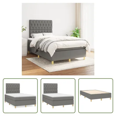 Produktbild von The Living Store Boxspringbett mit Matratze Dunkelgrau 120x200 cm Stoff