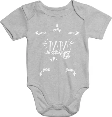 Produktbild von Baby Body mit Aufdruck Papa du schaffst das Baumwolle kurzarm Junge Mädchen Moonworks® 3-6 Monate