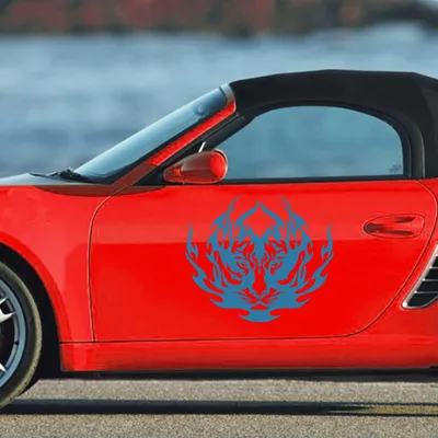 Produktbild von Aufkleber - Autoaufkleber "Tiger Tribal" 2 Stk. je 60cm x 52cm hellblau - Tuning Carystyling Heckscheibe Auto