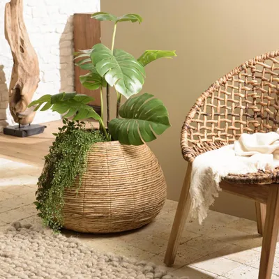 Produktbild von SIXTINE – Übertopf 60 x 60 cm aus braunem Rattan