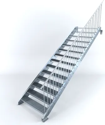Produktbild von Stahltreppe 14 Stufen bis Höhe 280 cm, Laufbreite : 120 cm Geländer rechts ST 1 (31 / 31 mm)
