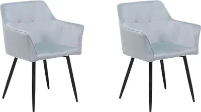 Produktbild von BELIANI Esszimmerstuhl 2er Set Hellgrau Samtstoff Metallbeine Retro-Stil