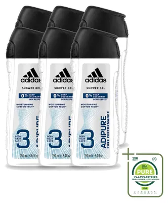 Obrázek produktu pro 6 kusů sprchového gelu a šamponu 2 v 1 Adidas Adipure, objem 250 ml, balení