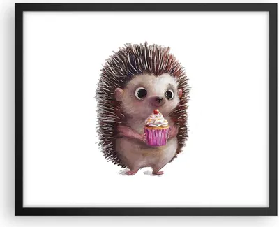 Produktbild von Gerahmtes Poster - Schwarzer Rahmen - Igel Cupcake Kinder - 50x40 cm - Wand Bild - Wanddeko - Wandbilder - Kunstposter - Wandposter - Bilderrahmen - Bilder - Kunstdruck - P2BAA50x40-4769