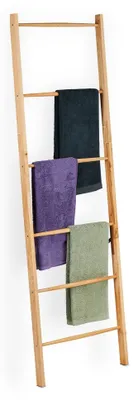 Image de Porte-serviettes en bambou avec 6 barres et 2 étagères