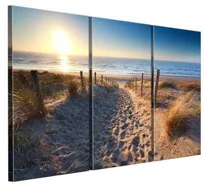 Produktbild von LUMASOUL Leinwand Bilder, Leinwandbild Natur Motiv, Wandbilder Holzrahmen und Webstuhl Wohnzimmer und Schlafzimmer, Bilder 90x60 cm Eklektisch Meerlandschaft 04