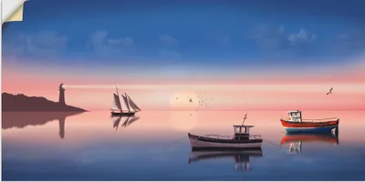 Produktbild von ARTland Wandbild, selbstklebend Fischerboote Größe: 150x75 cm