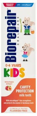 Immagine prodotto di Biorepair | Dentifricio per bambini - 50ml - Gusto pesca - Senza fluoro - Per denti forti da latte