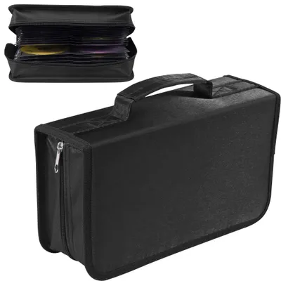 Produktbild von CD-Hülle, 128 CDs/DVDs fassend, aus mercerisiertem Stoff, mit Reißverschluss, tragbarer Aufbewahrungs-Organizer für Auto und Reise