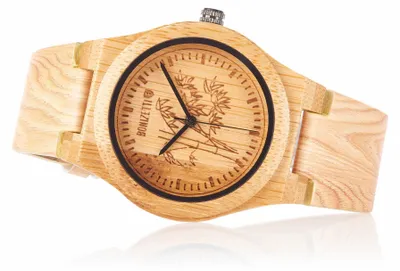Produktbild von Bonizetti Damenuhr ÄTNA Holzuhr Braun Beige Durchmesser 4cm Holzarmband, Echtholz, Armbanduhr